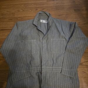 Men's Striped Gray Work Coverall For Mechanic And Construction